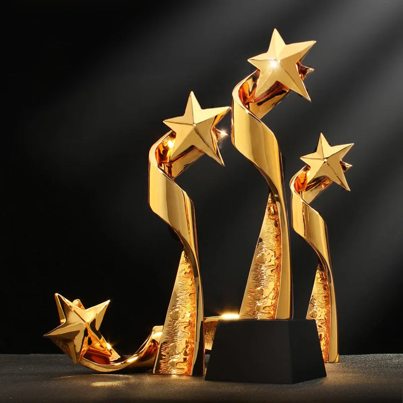 Free Customized Obsidian Crystal Pentacle Trophy Personalized Engraving Character Event Souvenir Award Company Competition Gifts