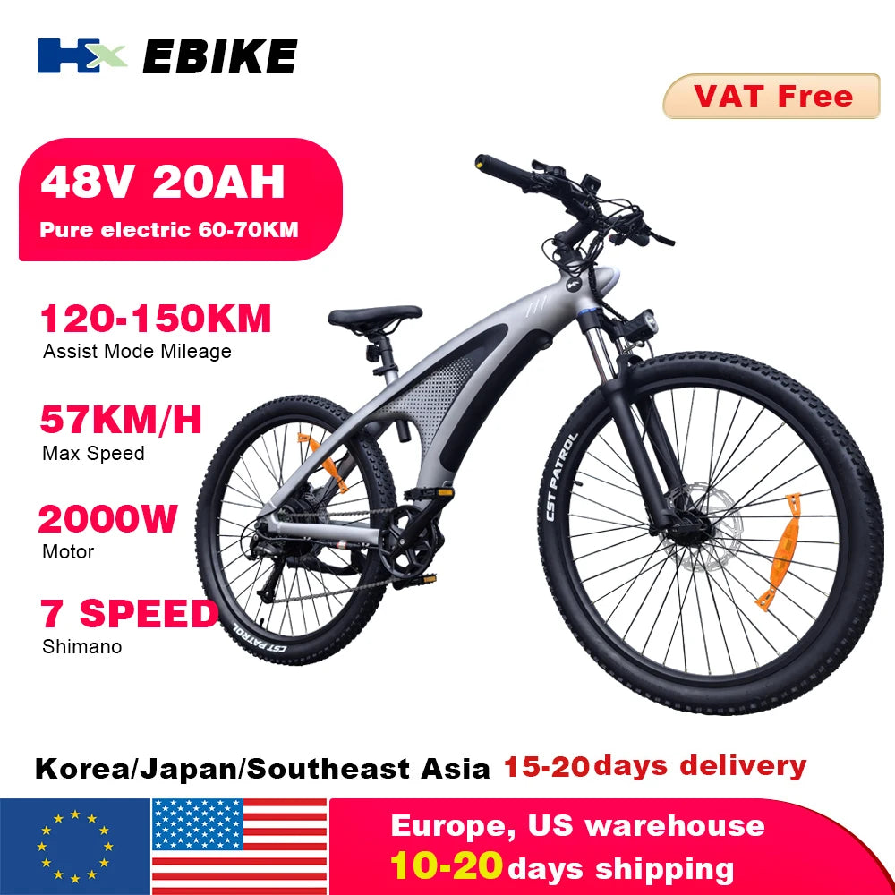 HX Q5 E bike 2000W Adults Electric Bike 2000W 48V 20AH 27.5 Inch  Electric Bicycle City E Bikes Mountain e bikes