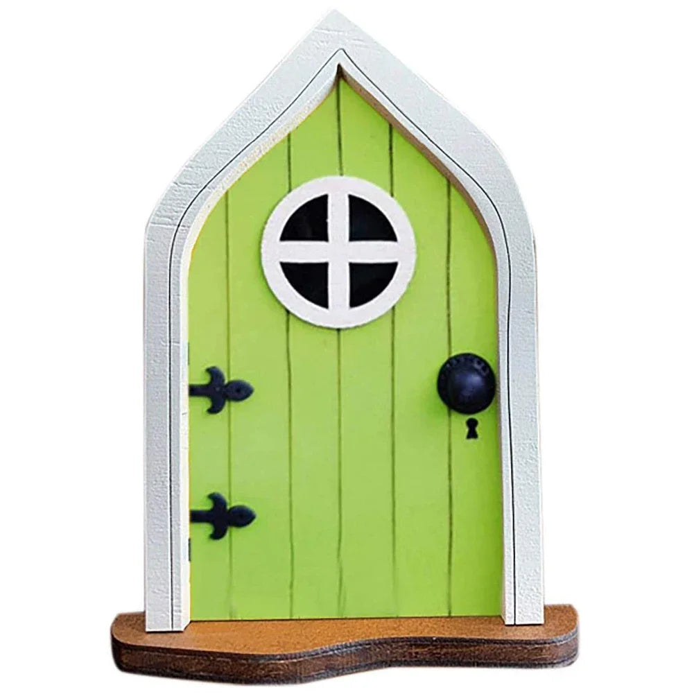 Elf Fairy Door Miniature Garden Tree Doors Miniature Yard Art Wooden Sculptures Mini Home Garden Doors Christmas Decoration