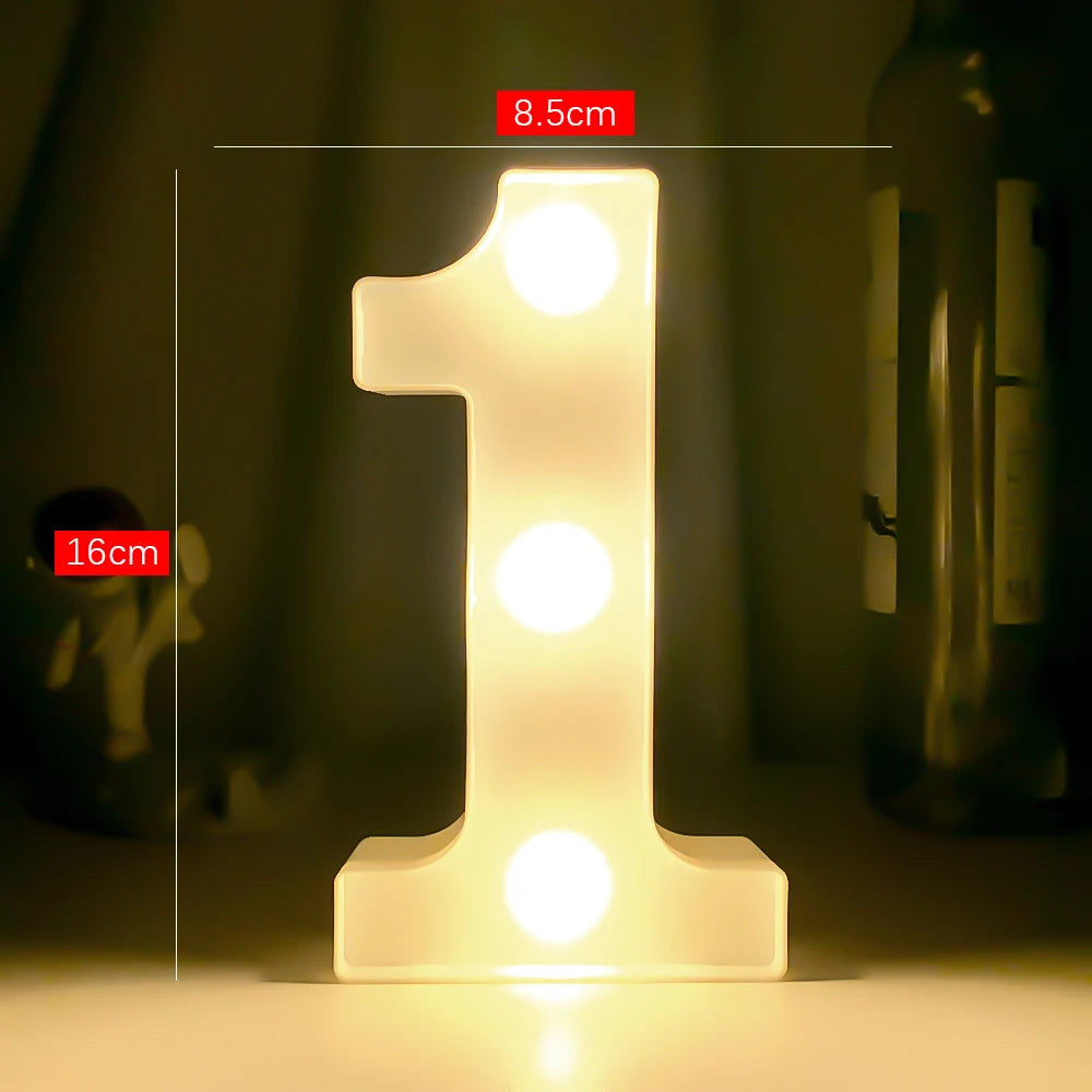 Creative Luminous Digital Number Letter Light AAA Battery Powered Lamp Night Light for Christmas Wedding Birthday Party Decor