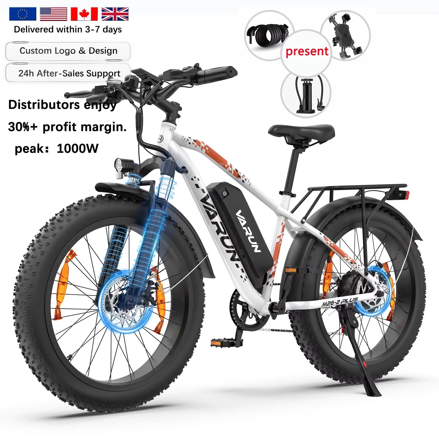 Electric Bicycle 26inches Tires 750W E-bike 48V 15AH E-Mountain Bike 7 Speed Long Range Ebike Adult Electric Bike