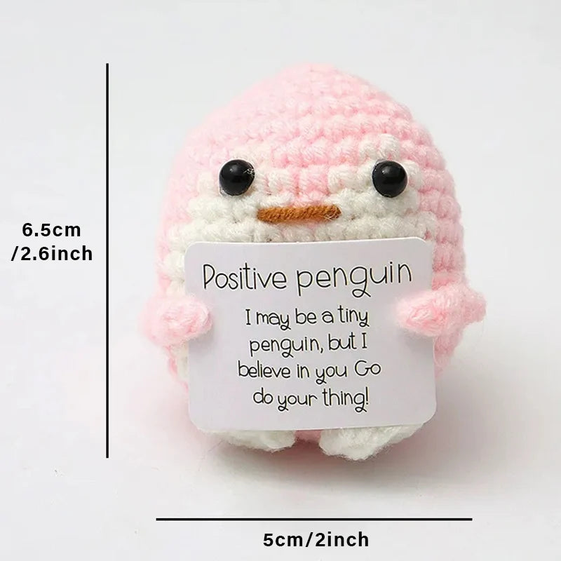 Positive Energy Pocket Hug Crochet Doll, Mini Handmade Knitted Plush Potato Turtle Vegetable Duck Funny Support Gift with Card
