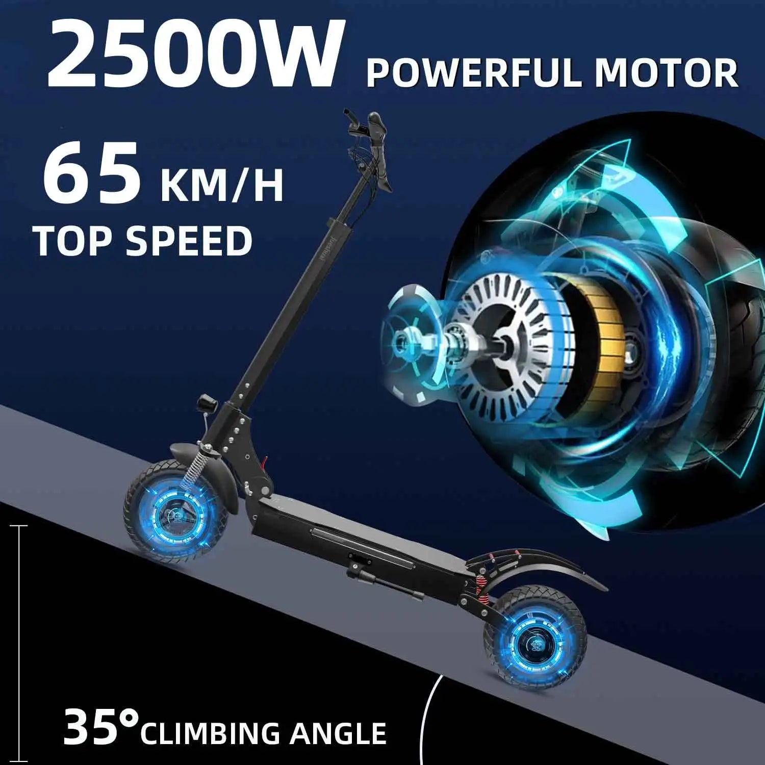 2500W 52V 20Ah Electric Scooter Double Shock Absorption trottinettes électriques 3 Speed Gears Commuter Scooter 70-80KM Range