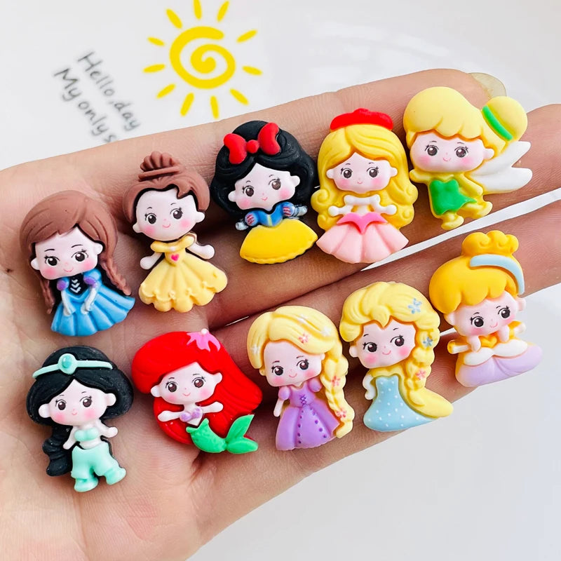 10 Pcs New Mini Kawaii Cartoon Princess Series Resin Scrapbook Diy Jewelry Hairpin Headrope Decoration parts A18