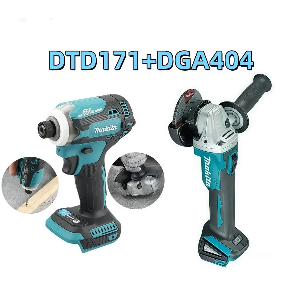 Makita DGA404 18V Cordless Angle Grinder And DTD171 Impact Drill Combo for Woodworking And Metalworking Tools Set