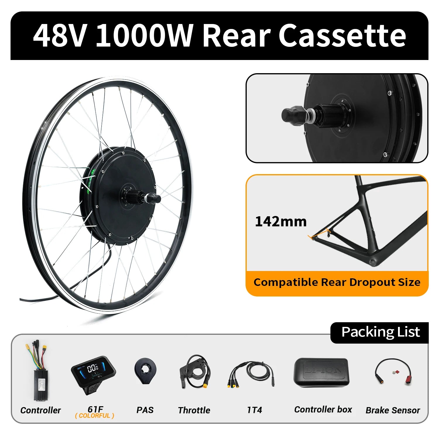 E Bike Conversion Kit 48V 1500W 1000W 36V 250W 500W Front Rear e-bike E Bike Wheel Hub Motor Electric Bicycle