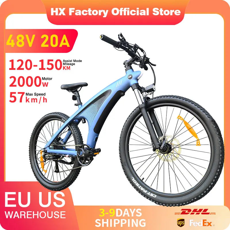 HX Q5 Ebikes 2000W Adults Electric Bike Bicycle 2000W 48V 20AH 27.5 Inch Off-Road Tire Electric E Bikes Mountain Ebike