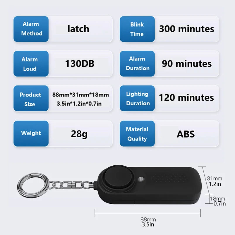 130db Protect Alert Personal Defense Siren Anti-attack Security for Children Girl Older Women Carrying Loud Panic Alarm