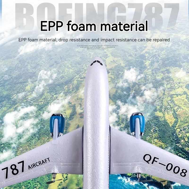 Qf008 Boeing 787 Three Channel Remote Control Aircraft Fixed Wing Foam Glider Aircraft Model Teaching Aircraft Introduction Toy