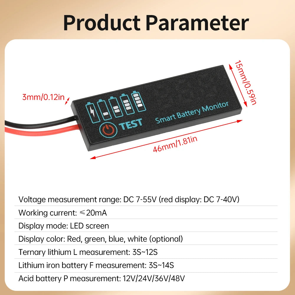 12V/24V/36V/48V Battery Charge Indicator Board 18650 Li-ion Lipo Lithium Battery Level Indicator Tester Capacity Tester Meter