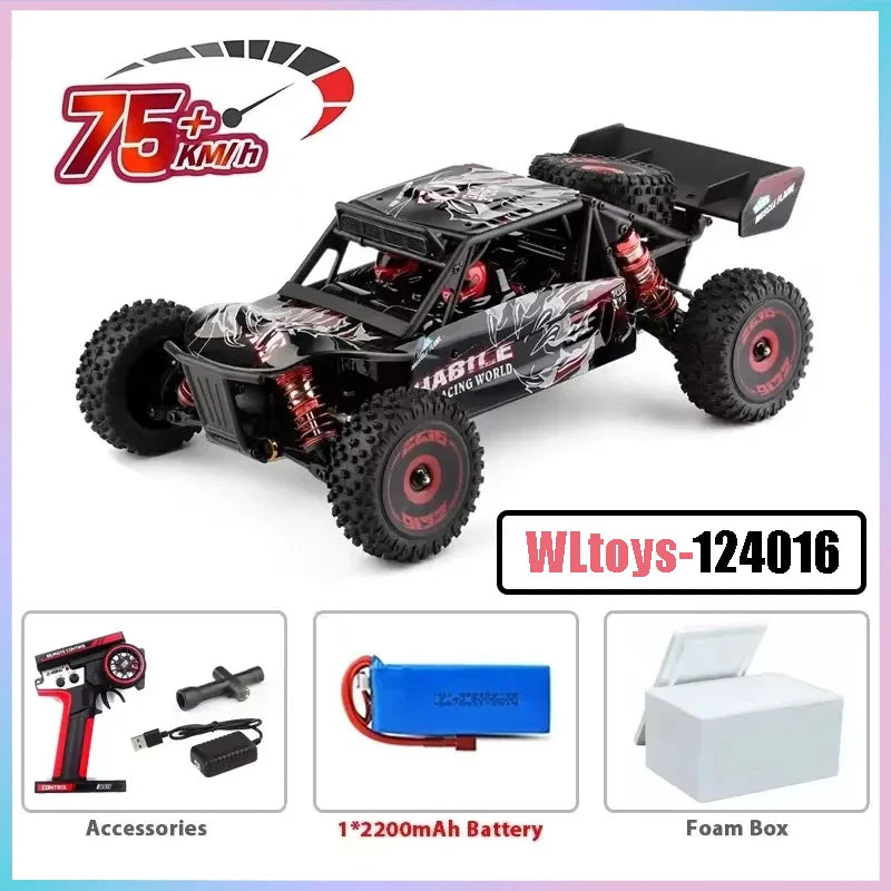 75 KM/H WLtoys 124016 V8 RC Car Brushless 4WD Electric High Speed Off-Road Remote Control Drift Rc Cars for Adults Toys