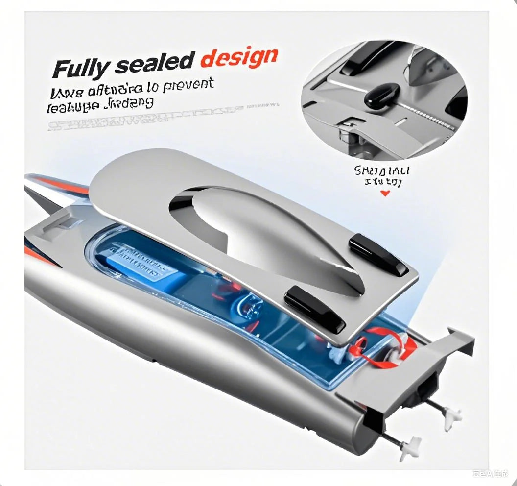 2.4G RC Boat, Dual Motors, 2-Channel, 30 KM/H High Speed, Waterproof Remote-Control Racing Boat Toy — Toy for Kids and Adults