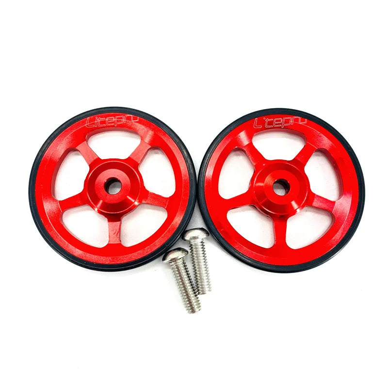 Litepro Easywheel & Extension Rod For Brompton Folding Bike Rear Cargo Rack Bearing Easy Wheel Telescopic Bar Aluminum Alloy