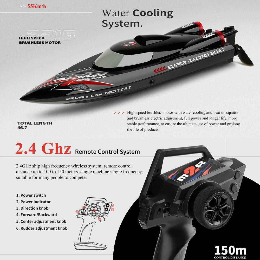WLtoys WL916 WL912-A RC Boat 2.4Ghz 55KM/H 35KM/H High Speed ​​Racing Watercraft Remote Control Speedboat Toys For Children