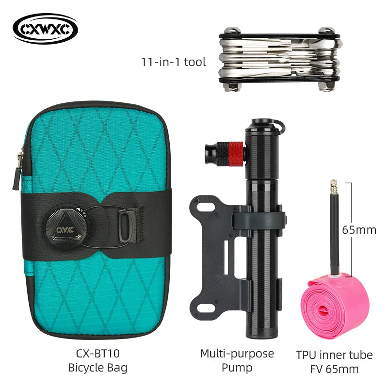 CXWXC Mini Bicycle Saddle Bag 0.6L Lightweight Small MTB Road Bike Tail Bag Portable Multi function boa Lockable Cycling Bag