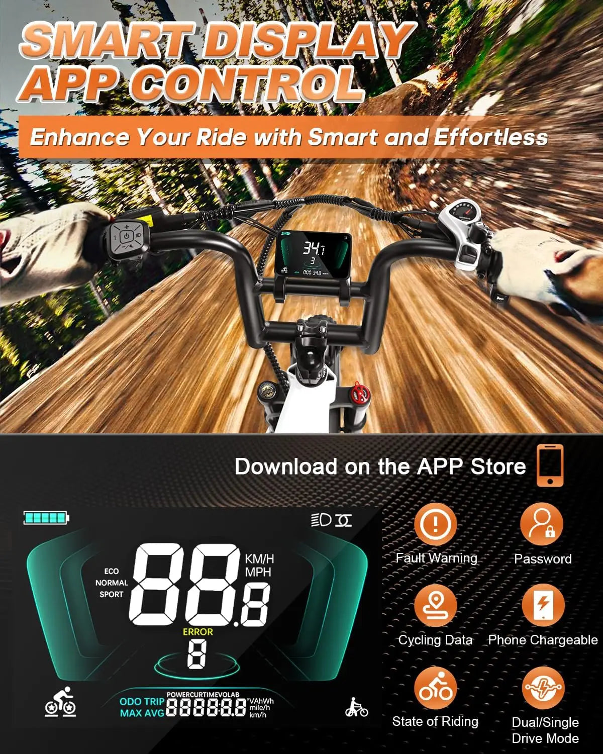 W Wallke H7 Electric Bicycle 1200W/2000W Dual Motor Electric Bike 40Ah/60Ah Step Thru Ebike 20*4'' Fat Tire Ebike W/APP Control
