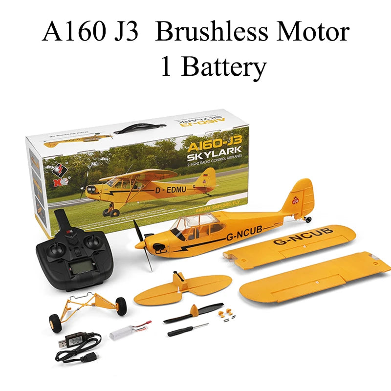 Hot Sale RC Plane RTF 2.4G Brushless Motor 3D/6G Remote Control Airplane Wltoys A160 Upgraded J3-CUB Ready To Fly