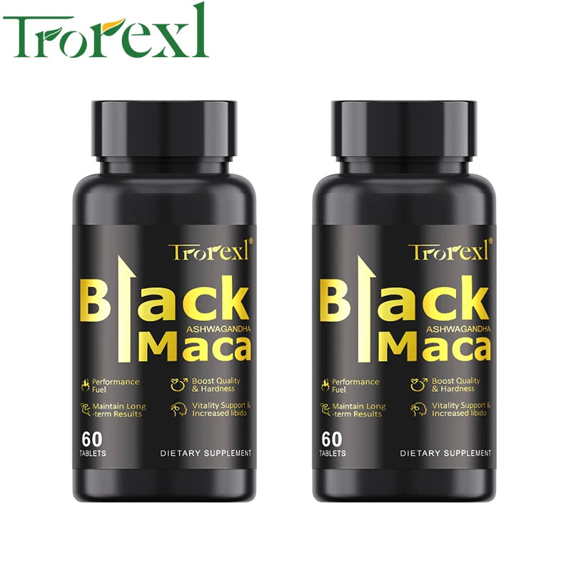 Organic Black Maca Pills 60 Tablets Men Enhancing Supplement Improve Size Endurance Promotes Healthy Energy