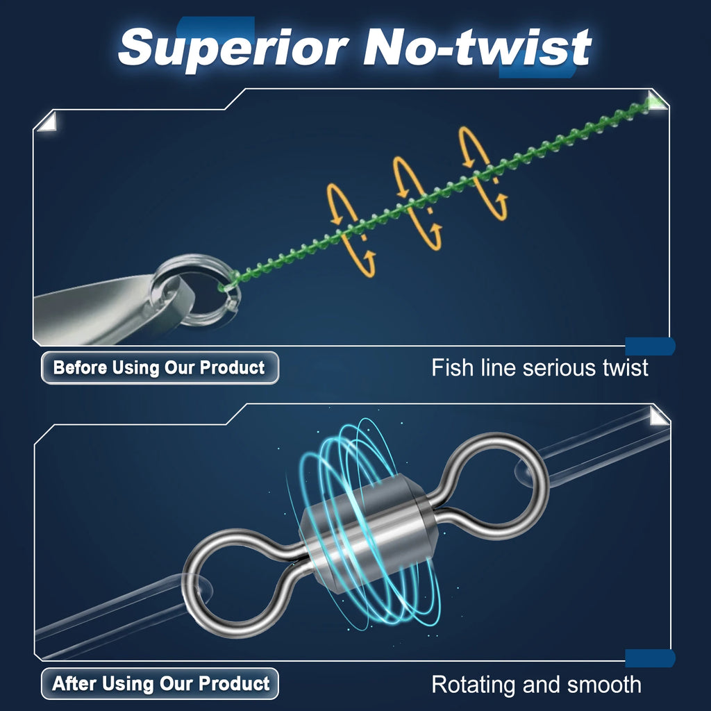 Fishing Swivels Snap 25~100Pcs Hooked Snap Stainless Steel Fishing Rolling Barrel Swivel Fishing Lure Connector Interlock Snap