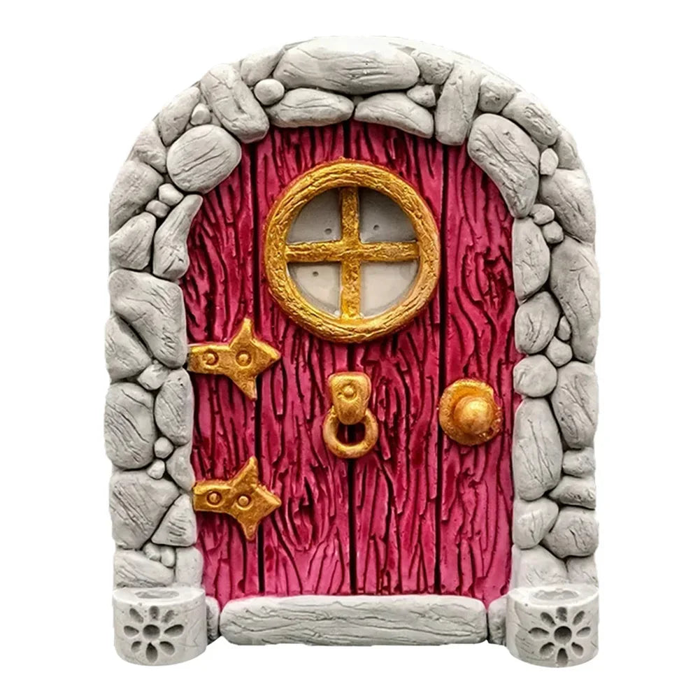 Elf Fairy Door Miniature Garden Tree Doors Miniature Yard Art Wooden Sculptures Mini Home Garden Doors Christmas Decoration