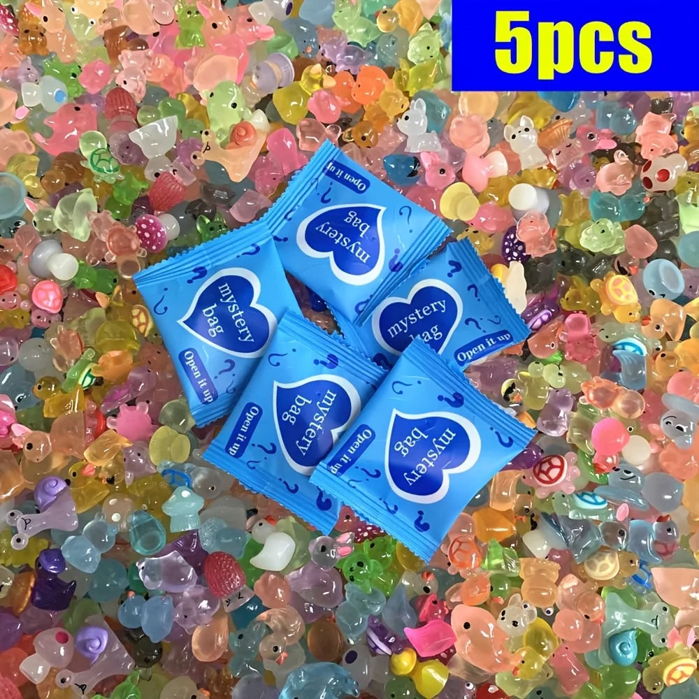 5/25/50pcs Glow in the Dark Mini Resin Animals & Mushroom Blind Bags Fairy Garden Decor, Micro Landscape, Birthday Gift Surprise