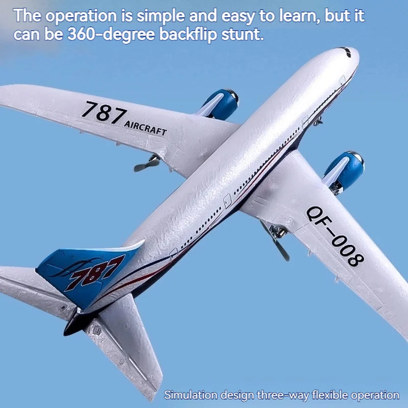Qf008 Boeing 787 Three Channel Remote Control Aircraft Fixed Wing Foam Glider Aircraft Model Teaching Aircraft Introduction Toy