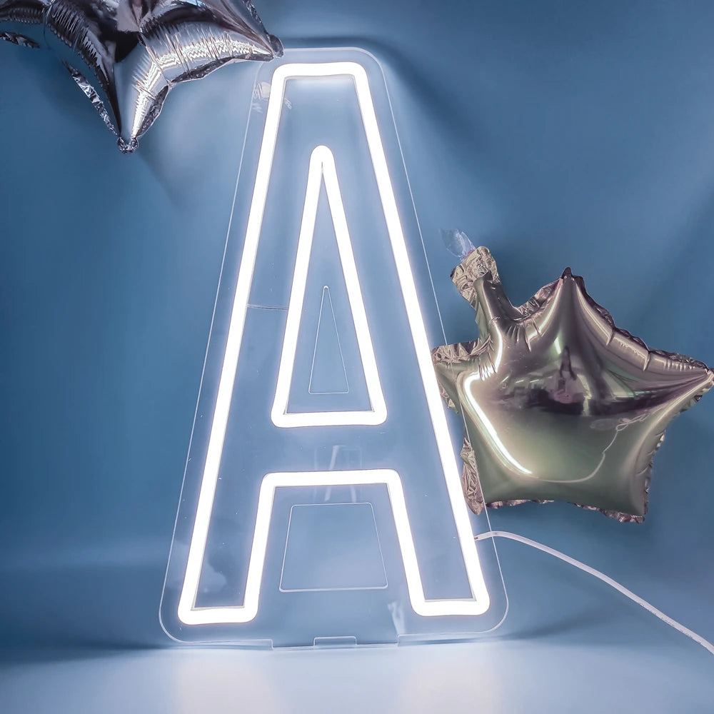 45cm High Stand-Up Neon Letter Sign USB Plug-In Night Light Sweet Alphabet for Wedding Birthday Home Bar Festival Decor