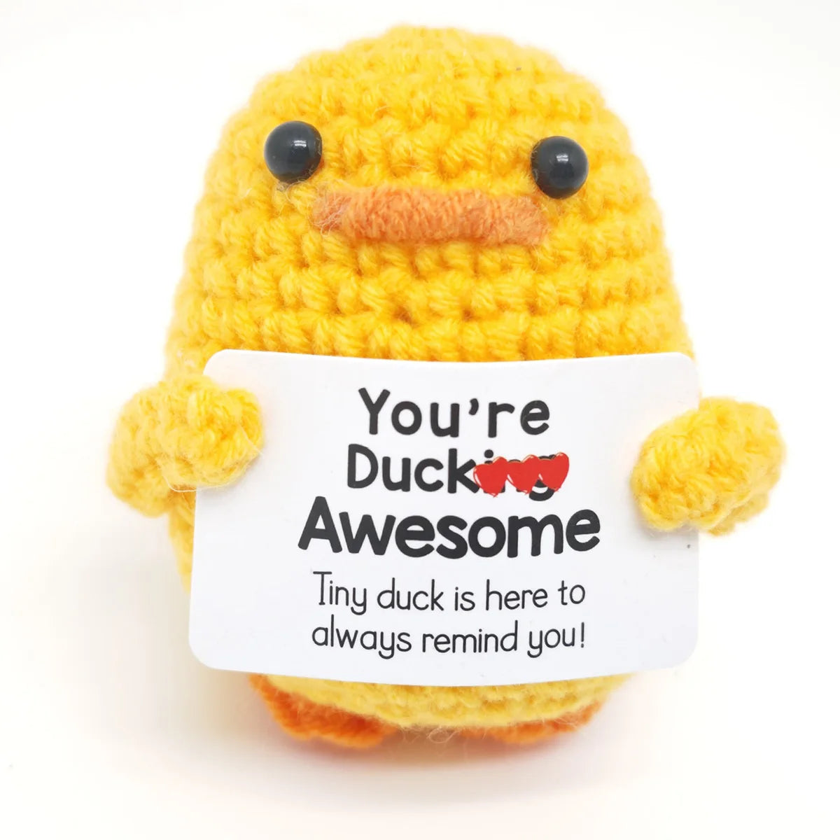 Positive Energy Pocket Hug Crochet Doll, Mini Handmade Knitted Plush Potato Turtle Vegetable Duck Funny Support Gift with Card