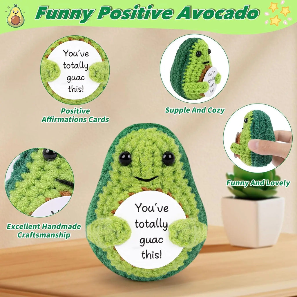 Positive Energy Pocket Hug Crochet Doll, Mini Handmade Knitted Plush Potato Turtle Vegetable Duck Funny Support Gift with Card