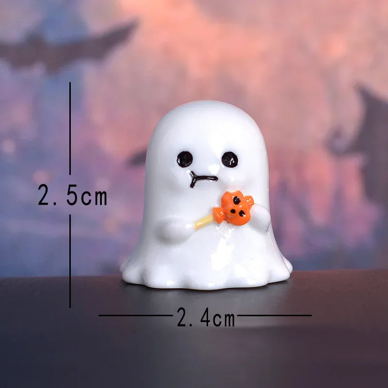 Figurine Miniature Lovely Cartoon Pumpkin Ghost Micro Landscape Ornaments For Halloween Decorations Home Office Desk Room Decor