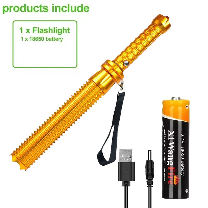 Wolf Tooth Stick Flashlight Strong Light Charging Outdoor Super Bright Multi Functional Telescopic Self Defense Window Patrol