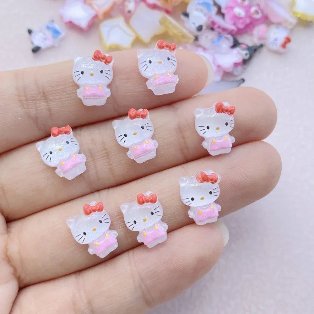 50 pcs Hars Mini Cartoon Animals Cats, Puppies, Rabbits Steentjes Beeldjes Nail Art Haarspeld Diy Plakboek Accessoires Ambachten