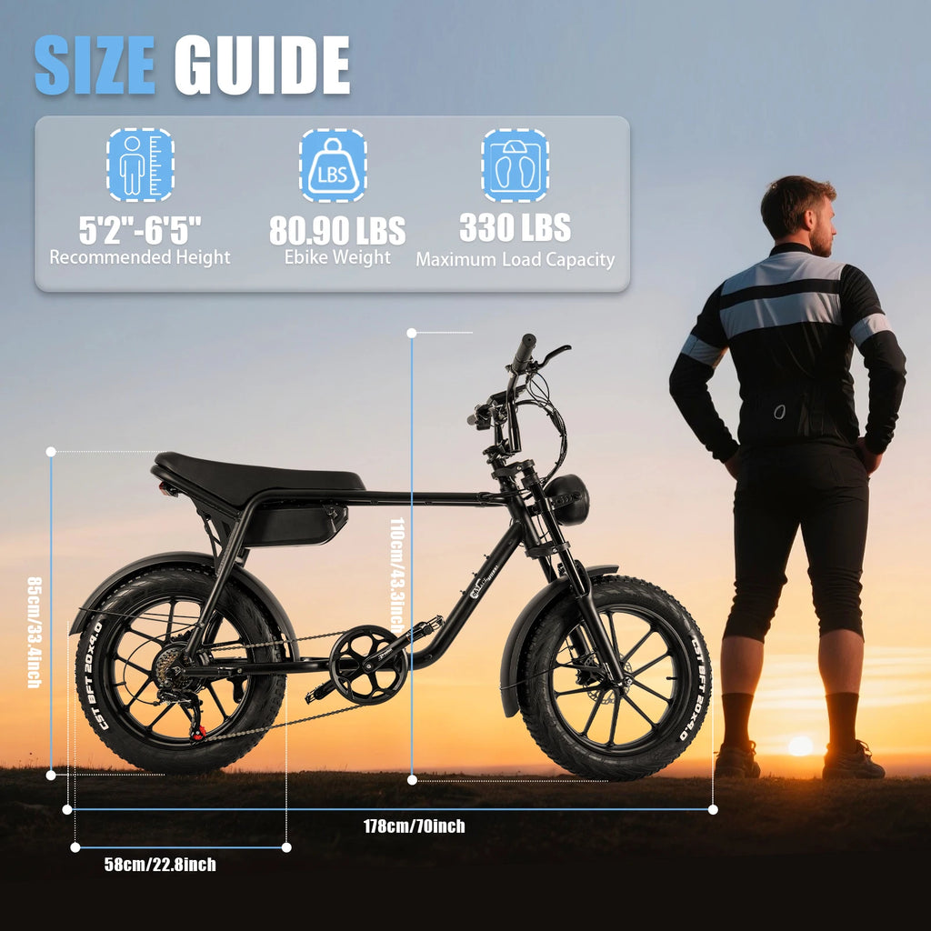 Cmacewheel K20 Electric Bike All-terrain Two-wheel Electric Bike Adult 20*4.0 Fat Tire48V17AH 500wMotor  Lithium Battery