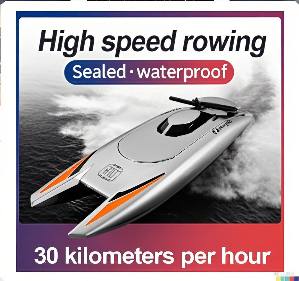 2.4G RC Boat, Dual Motors, 2-Channel, 30 KM/H High Speed, Waterproof Remote-Control Racing Boat Toy — Toy for Kids and Adults