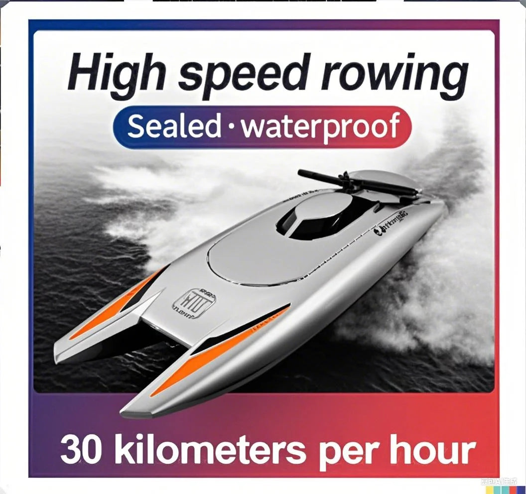2.4G RC Boat, Dual Motors, 2-Channel, 30 KM/H High Speed, Waterproof Remote-Control Racing Boat Toy — Toy for Kids and Adults