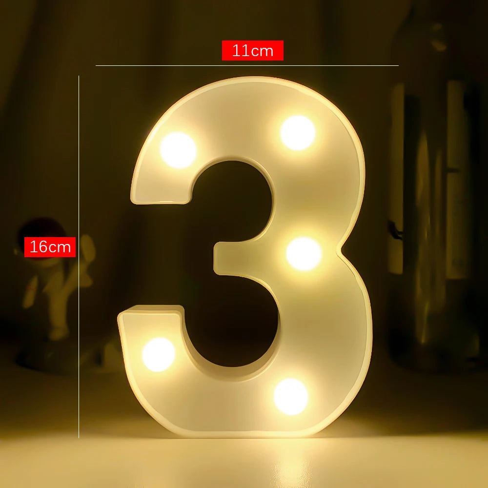 Creative Luminous Digital Number Letter Light AAA Battery Powered Lamp Night Light for Christmas Wedding Birthday Party Decor