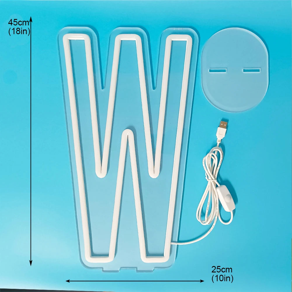 45cm High Stand-Up Neon Letter Sign USB Plug-In Night Light Sweet Alphabet for Wedding Birthday Home Bar Festival Decor