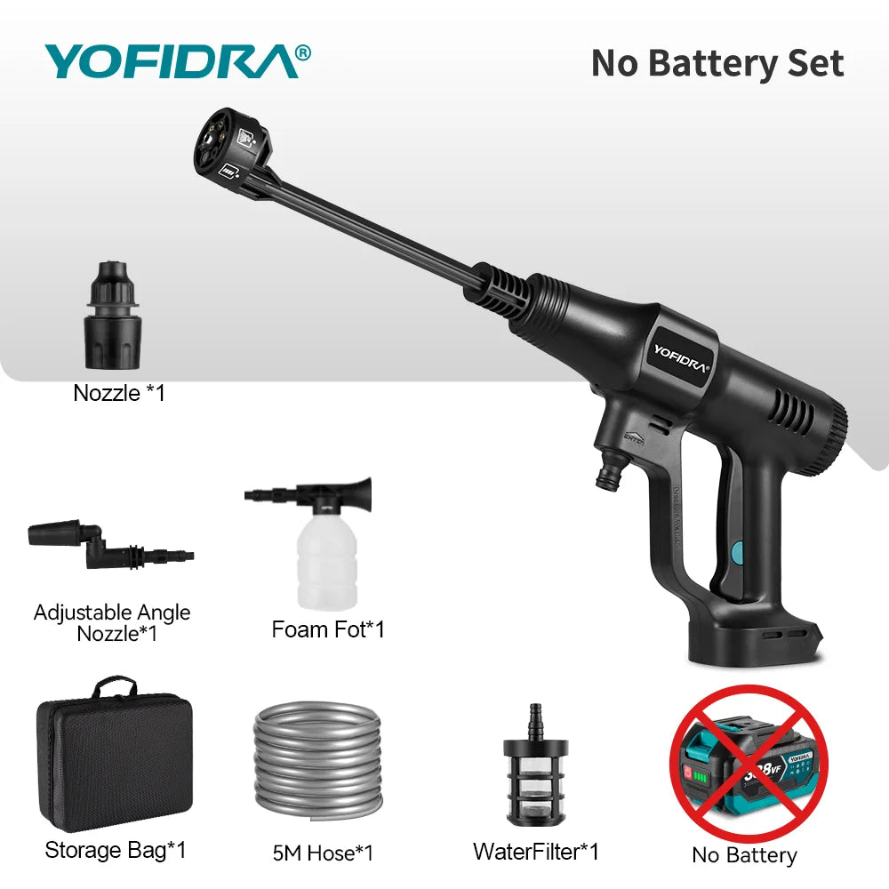 Yofidra 200Bar Brushless Electric Water Gun 3 Gears Cordless Rechargeable Car Garden Cleaning Tools For Makita 18v Battery Pin