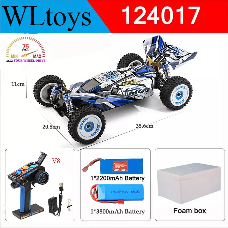 Wltoys New 124017-V8 1/12 2.4G Racing RC Cars 4WD Brushless Motor 75Km/H High Speed ​​Remote Control Off-road Drift Toys For Aduit