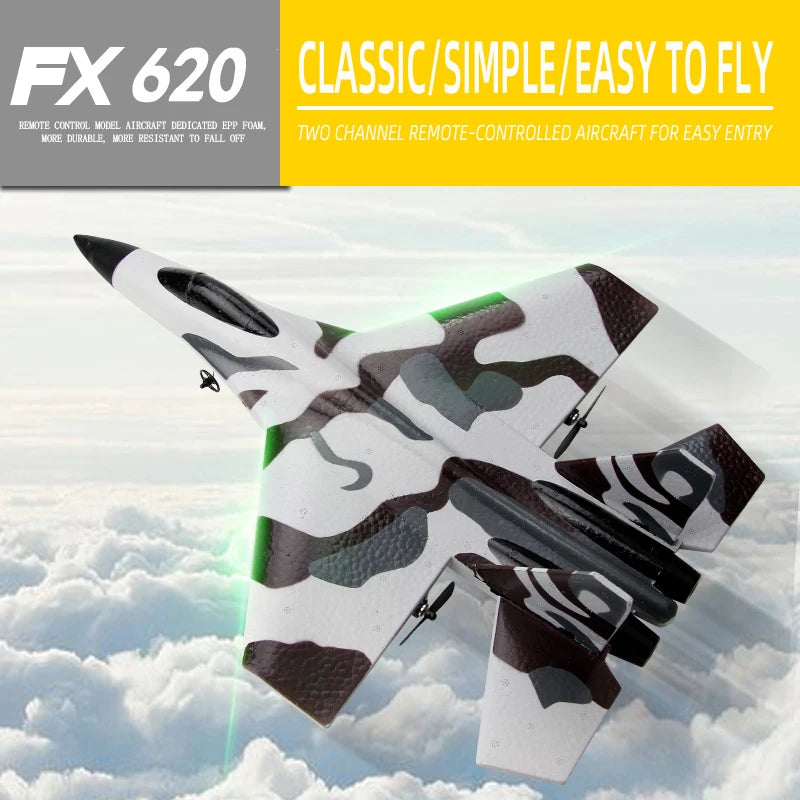 2.4G RC SU35 Fighter Plane FX620 EPP Foam Aircraft Glider LED Lights Remote Control Model Toy for Boys Children