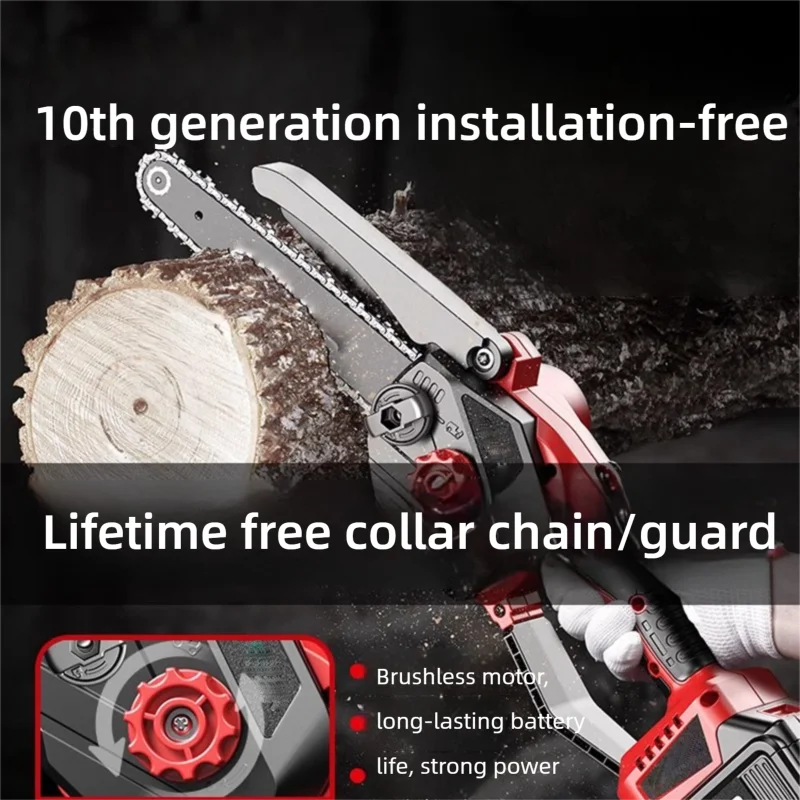 ZTEM 6inch Cordless Chain Saw Portable Brushless Electric Chainsaw Outdoor Wood Logging Pruning Cutting Machine Power Tool Sets