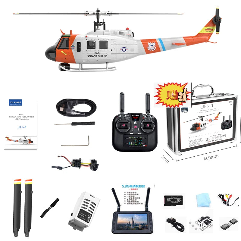 Yuzuru F07S Remote Control Combat Helicopter Uh-1 Huey Model Airplane Realistic RC Toy for Ages 14+ Birthday Gift