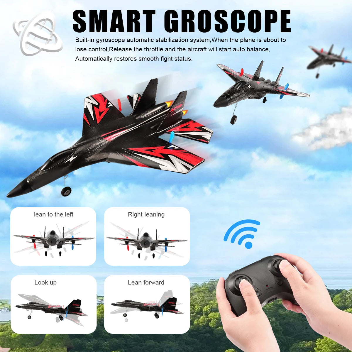 SU35 RC Airplane 2.4G 2CH Remote Control Glider SU27 EPP Foam Plane With LED Light Fixed Wing Electric Aircraft Toys for Child