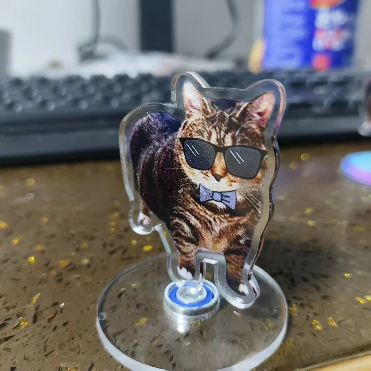 Cute Oiiai Cat NEW Pattern Acrylic 360° Rotating Kitten Stands for Desk Decoration Home Decor Car Motorcycle Kids Adults Gifts