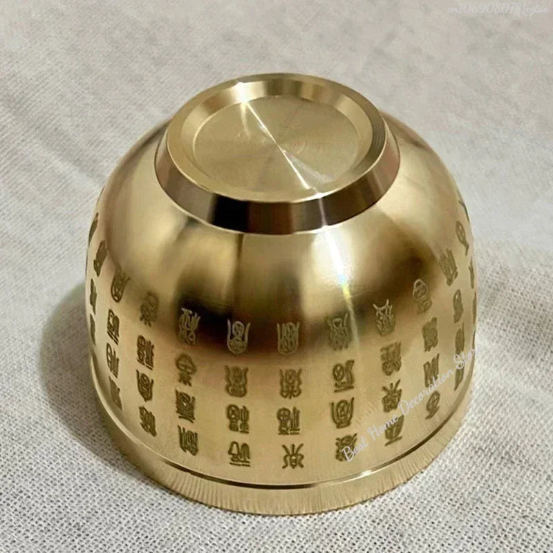Pure Brass Hundred Blessings Cup Table Top Small Decoration Ashtray Dessert Bowl Fortune Map Treasure Collection Study Bauble