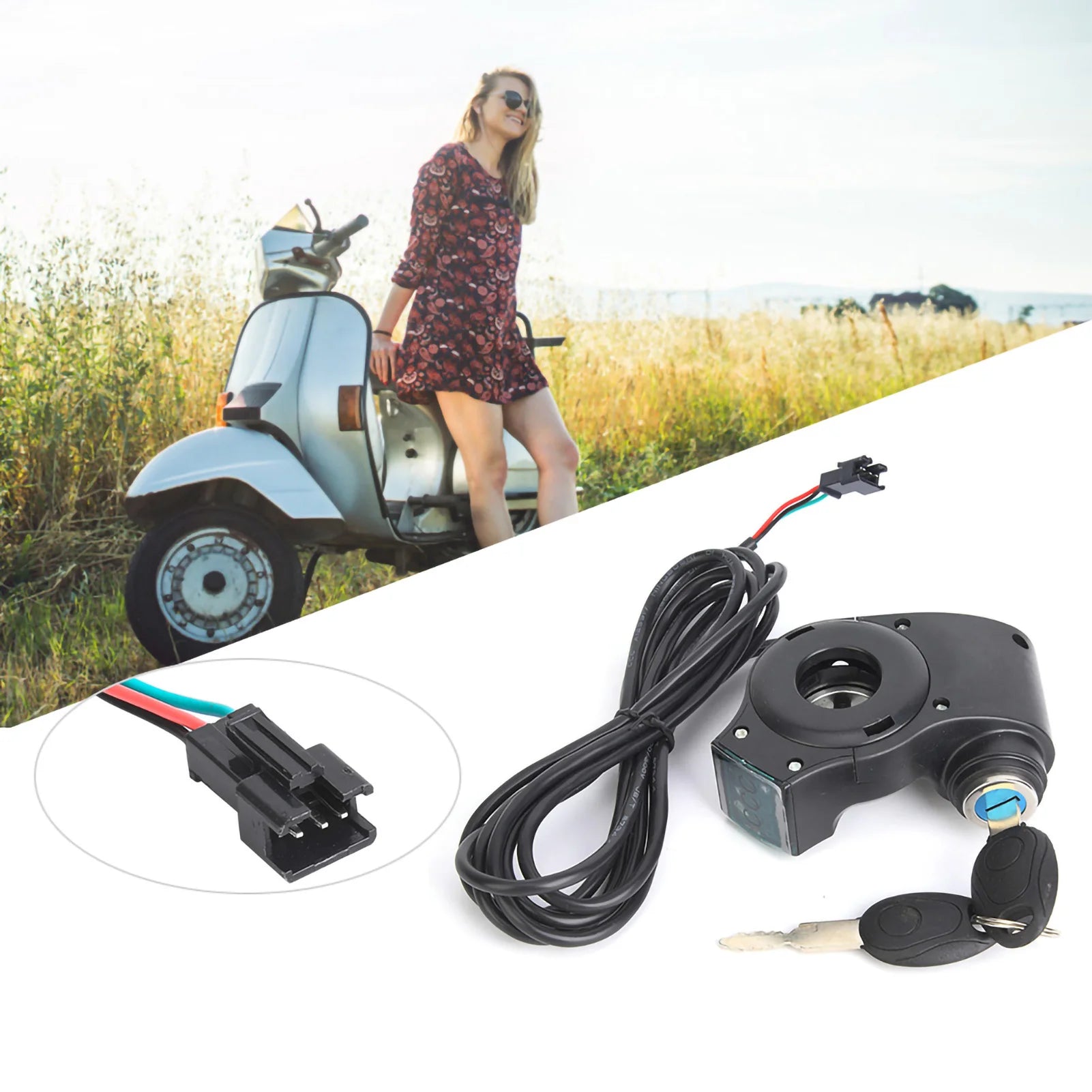 E-Bike Thumb Throttle Digital Battery Voltage Display Switch Power with Key Lock E-Bike Battery Display E-Bike Voltage Display