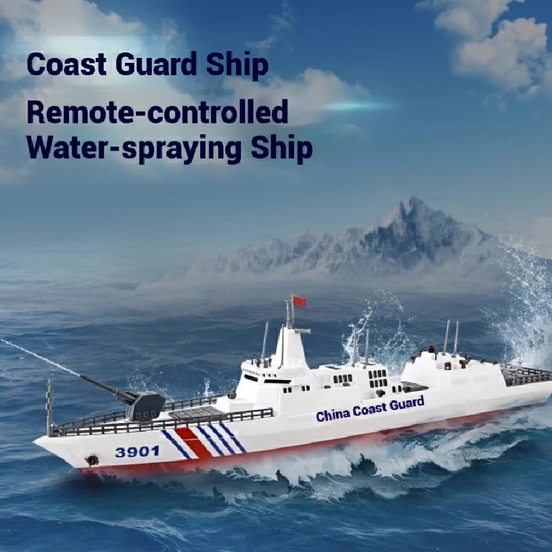 Remote Control Electric Rc Coast Guard Destroyer Simulation Military Model Ship Real Launch Water Cannon Can Launch Ship Toy