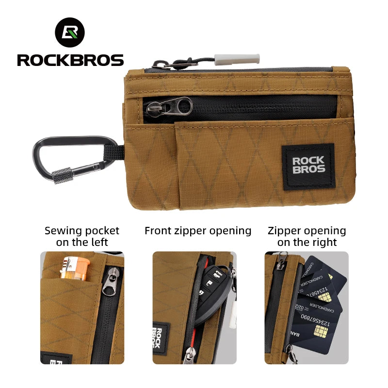 ROCKBROS Portable Wallet Card Bag Ultra-Light Stylish Sports Mini Credit Card Wallet with Hang Lock Compact Storage Bag