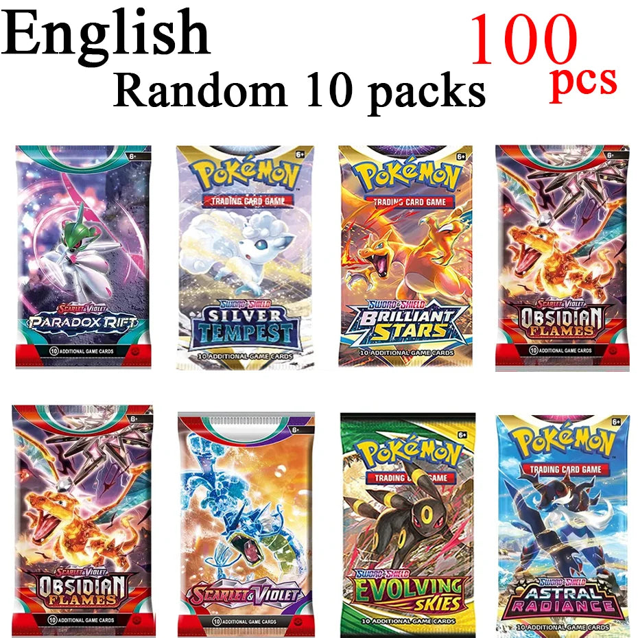 NEW 360PCS Pokemon Card White Flare Black Bolt Prismatic SPARKS Scarlet Violet 151 English Booster Battle Transaction Gift