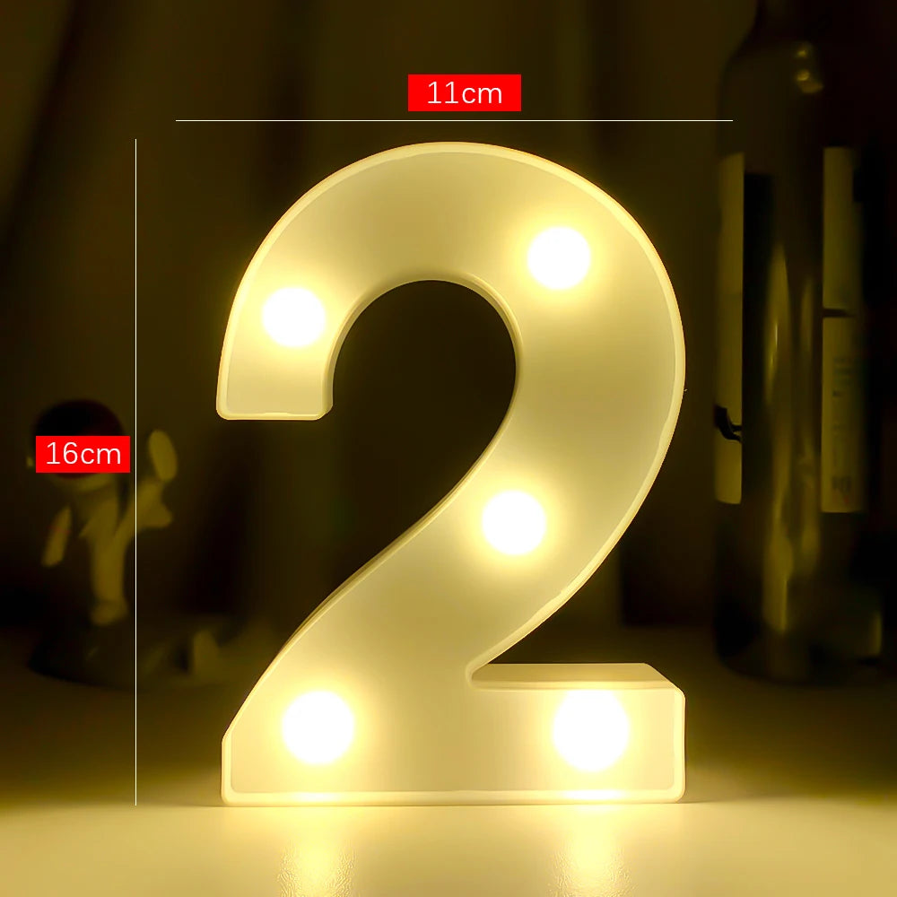 Creative Luminous Digital Number Letter Light AAA Battery Powered Lamp Night Light for Christmas Wedding Birthday Party Decor